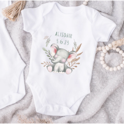 Personalised Happy Elephant Baby Vest