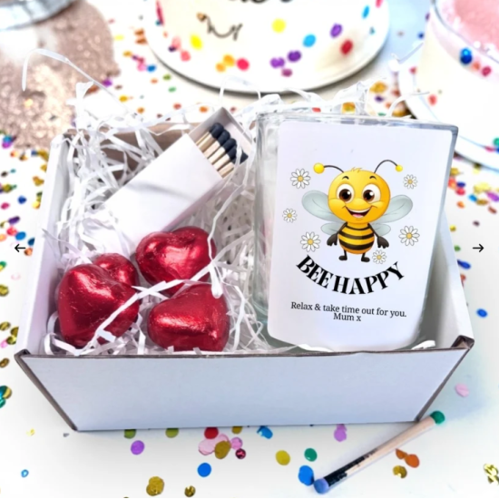 Personalised Bee Happy Candle Gift Set 