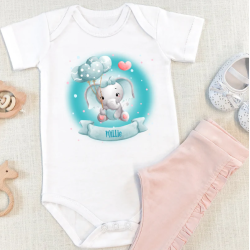 Personalised Elephant Girls Baby Vest